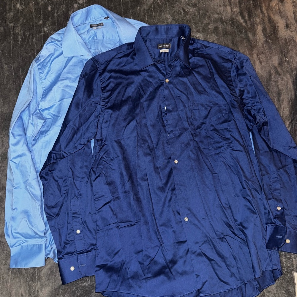 Lot of 2 Blue Men's Dress Shirts